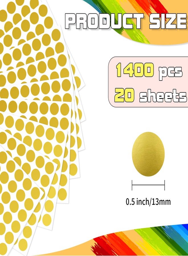 starboling Dot Stickers - 1/2 Inch Gold Circle Labels, 1400pcs Writable Color Coding, Round Labeling for Office, Classroom, Garage Sale - Image 2